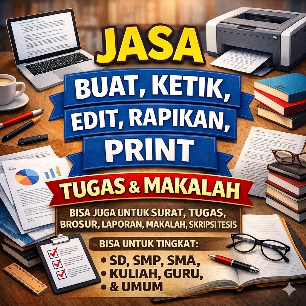 Jasa Ketik, Edit, Rapikan, Print, Buat Tugas dan Makalah
