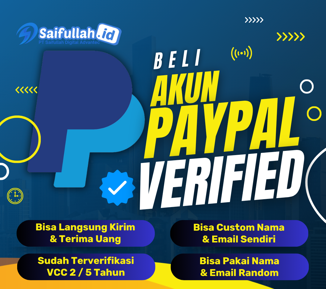 PayPal Siap Pakai Terverifikasi VCC 5 Tahun