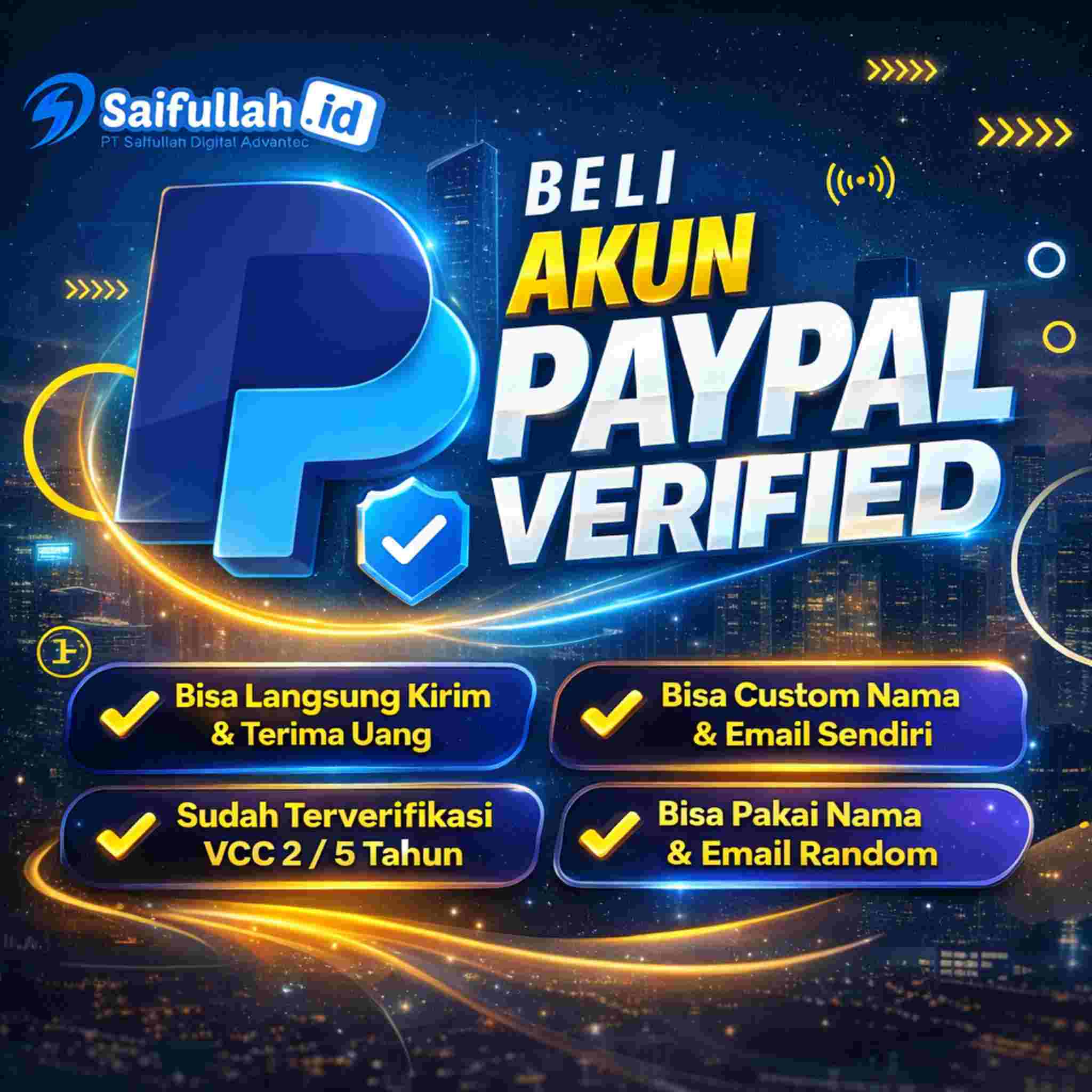 PayPal Siap Pakai Terverifikasi VCC 2 Tahun