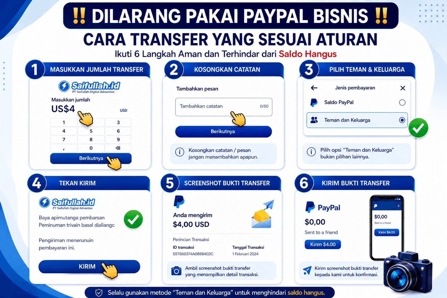 Tutorial Transfer PayPal Teman dan Keluarga