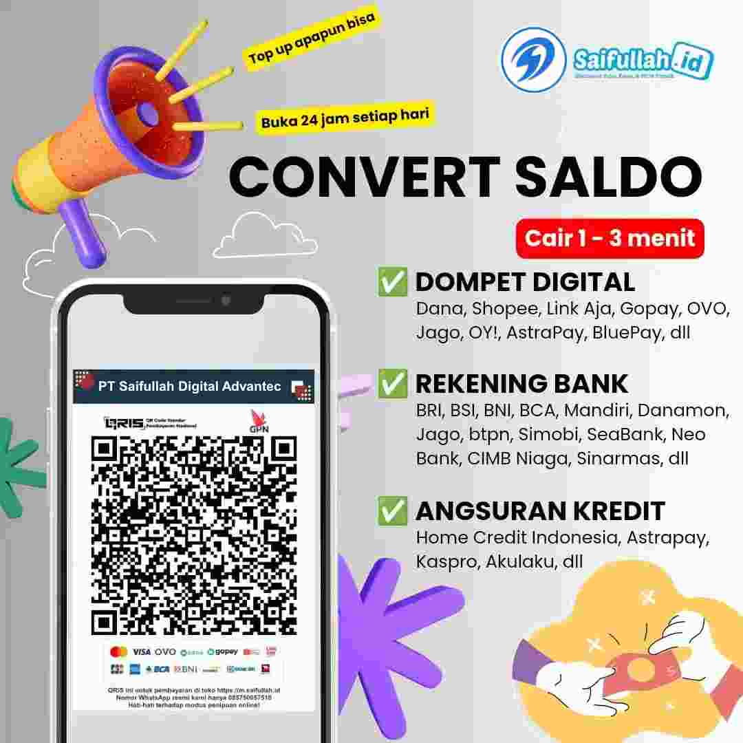 Jasa Convert Saldo Pakai QRIS Cair 1-3 Menit