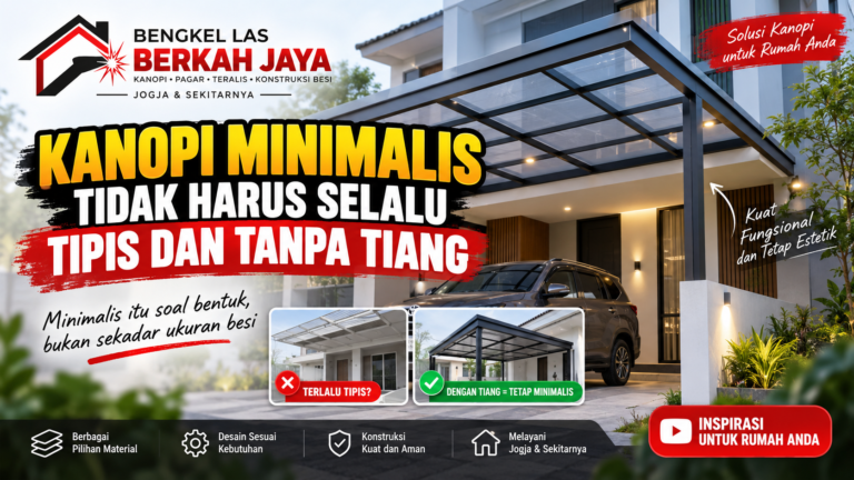 Bengkel Las Berkah Jaya: Kanopi Minimalis Tidak Harus Selalu Tipis dan Tanpa Tiang