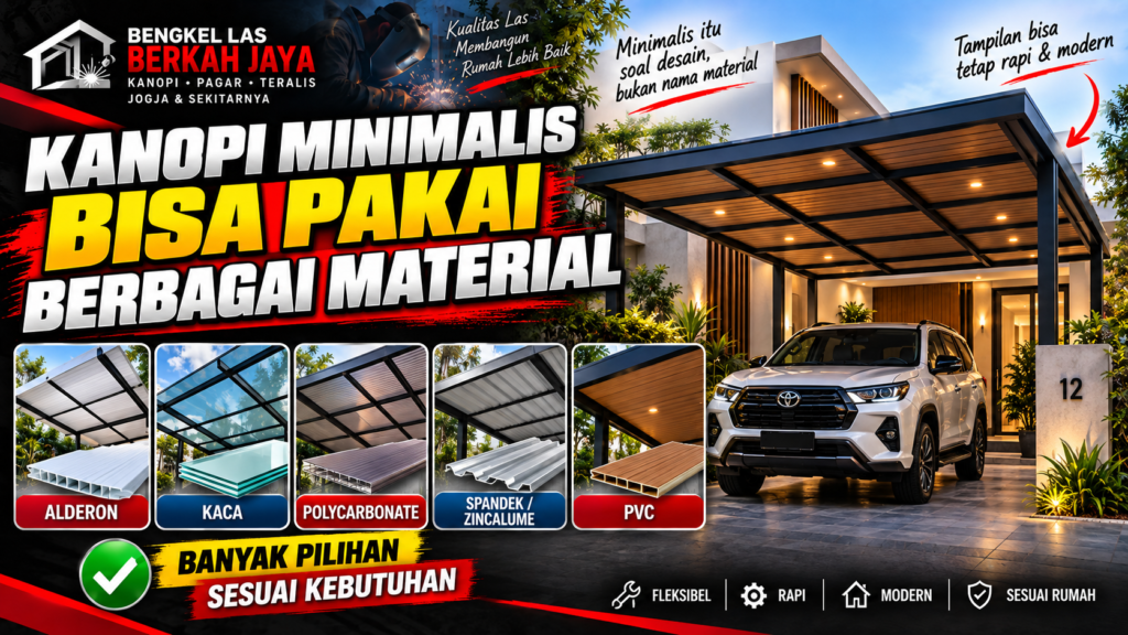 Kanopi Minimalis Juga Bisa Menggunakan Berbagai Material